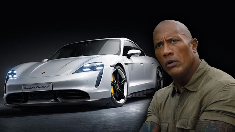 Insólito: La Roca Johnson no entró en el Porsche Taycan