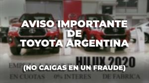 Toyota Argentina emite un aviso para evitar fraudes