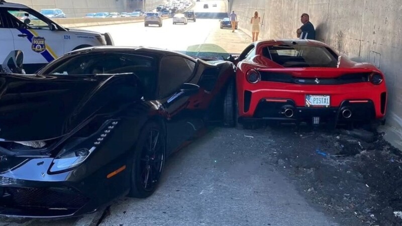 Ni uno, ni dos, sino tres Ferraris chocan en Philadelphia