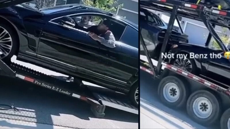 Choca un Dodge Challenger con un Mercedes-Benz ¡en una madrina!