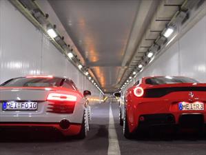 Así rugen un Audi R8 y una Ferrari 458 Speciale en un túnel