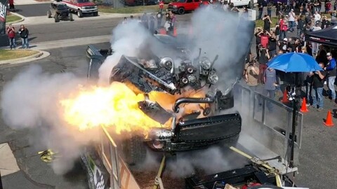Quisieron que el motor de una pick-up llegue a los 3.000 CV y explotó