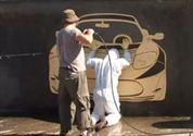 Artistas crean grafiti limpiando paredes